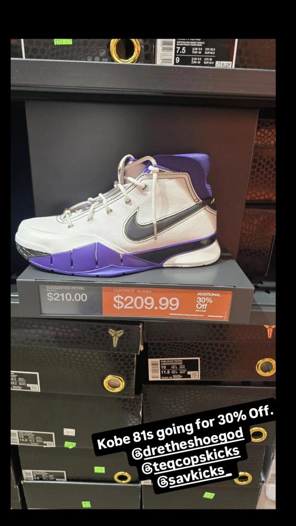 Kobe 1 Protro Found for $209.99 at Woodbury Nike Outlet