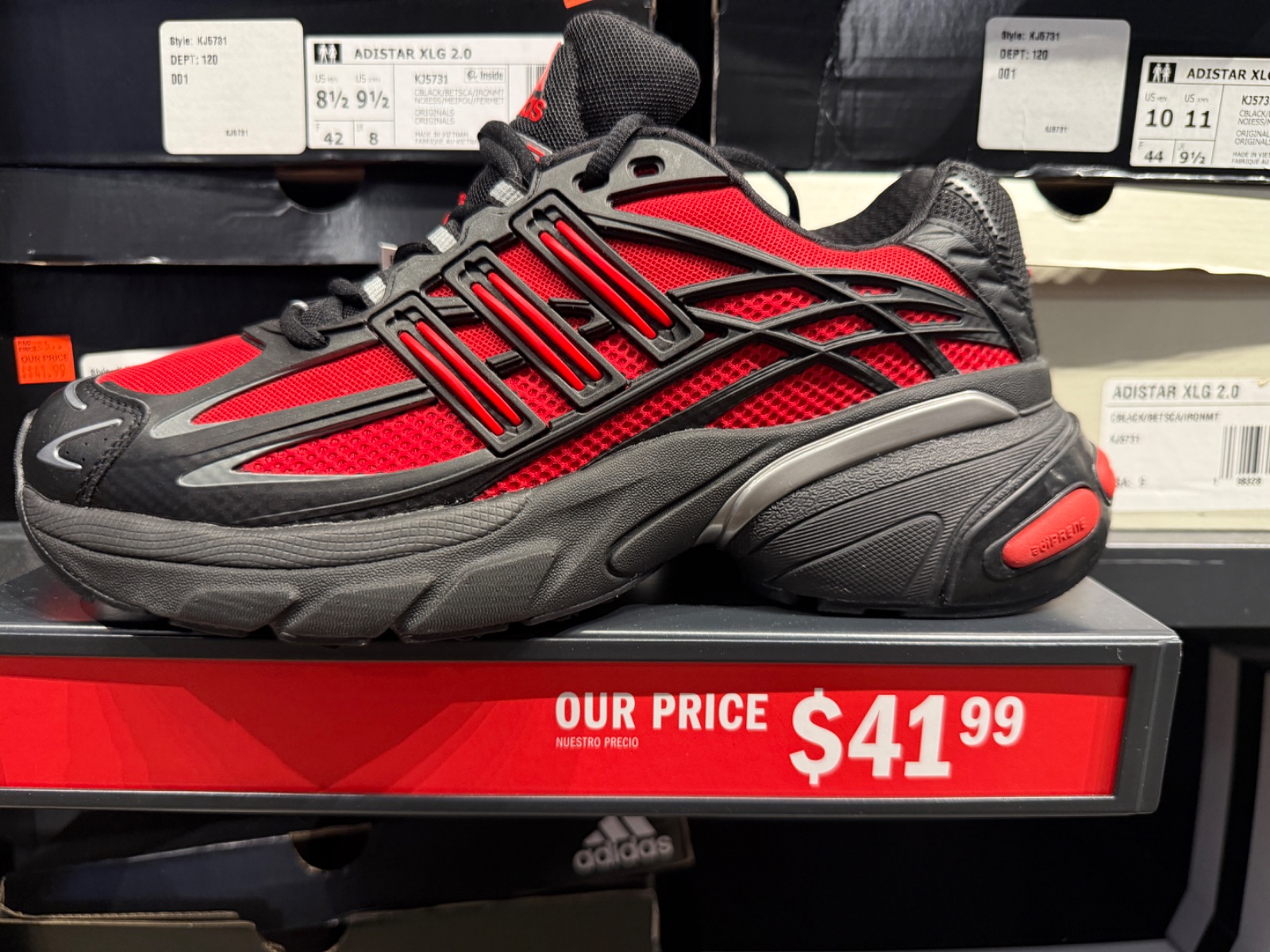 Adidas Adistar XLG 2.0 Red Black Hits Bin for $41.99 at adidas — Premium Outlets International Drive
