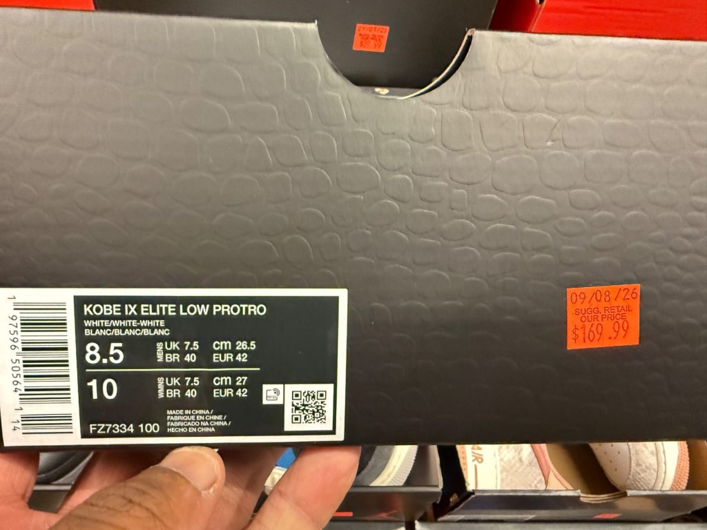 Kobe 9 Elite Low Triple White Hits Hash Wall for $169.99