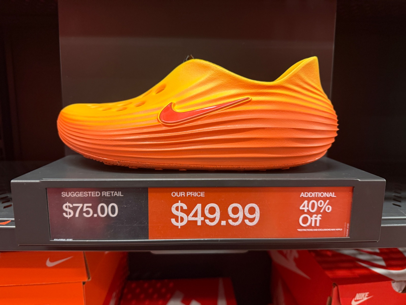 Nike ReactX Rejuven8 Gold Drops to $49.99 + 40% Off at Nike Factory Store — Lake Buena Vista